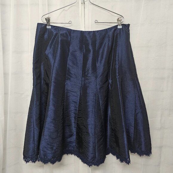Lane Bryant Skirt Blue Satin Lace Coquette Whimsigoth A-line Pleated 14 - Picture 1 of 10